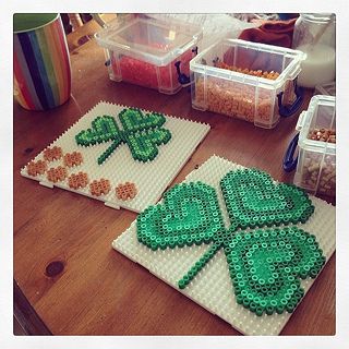 Happy with my #shamrock #hamabeads for #stpatricksday #getyourcrafton #bitlate Shamrock Pattern, Everything Everything, Melty Bead Patterns, Beads Design, Simple Crafts, Hama Beads Design, Hama Bead, Bead Projects, Melty Beads