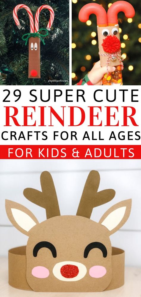 Reindeer Crafts For Kids, Christmas Reindeer Craft, Raindeer Crafts, Rudolph Crafts, Reindeer Crafts, Pinterest Christmas Crafts, Crafts Cute, Christmas Diy Kids, Cute Gift Ideas