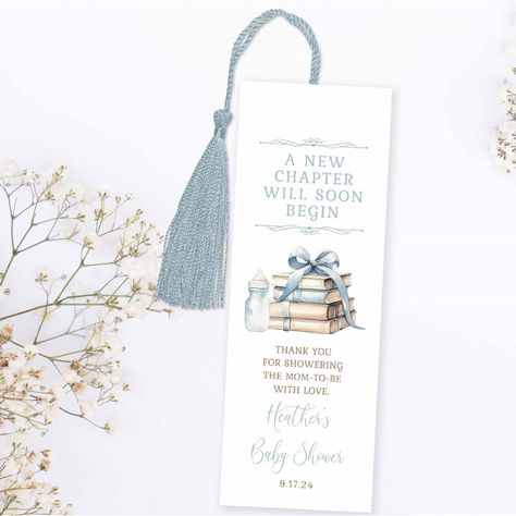 Blue Book Themed Baby Shower Favor Bookmark TEMPLATE, A New Chapter Will Soon Begin Book Baby Shower, Library Storybook theme, boy baby PRINTABLE EDITABLE DIGITAL TEMPLATE 375 💥 DEMO LINK - TRY BEFORE YOU BUY!  Copy and paste this link into your web browser: https://www.corjl.com/d/106L22 This is an editable template that YOU personalize and edit through Corjl.com What is CORJL? Our fully customizable template editor that allows you to personalize your invitation directly in your web browser or Book Gender Reveal, Once Upon A Baby Shower Ideas, Vintage Book Baby Shower Theme, Storybook Themed Baby Shower Ideas, Library Baby Shower Theme, A New Chapter Begins Baby Shower Theme, Story Book Theme Baby Shower Ideas, New Chapter Baby Shower Theme, Our Next Chapter Baby Shower Theme