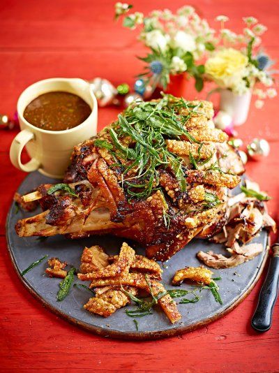 Roast pork leg | Jamie Oliver Roast Pork Leg, Pork Leg Recipes, Pork Leg Roast, Pork Leg, Apple Pork, Herb Stuffing, Pork Roast Recipes, Jamie Oliver Recipes, Roast Pork