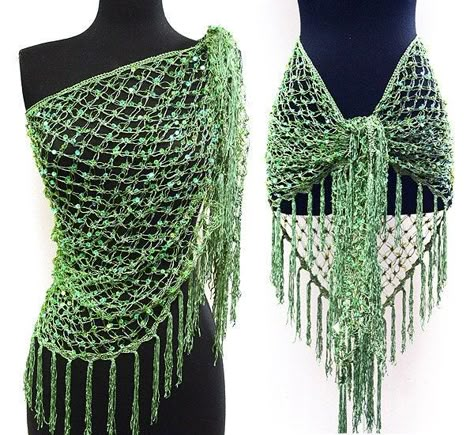 Hand Crochet Fishnet Pattern Belly Dance Hip Scarf or Wrap with Sparkling Sequins.  Sparkles and glitters when you move or shake.  Must Have item if you want to catch sights.    Color:  Black/Black sequin   Length:  57 inches  Width:  27inches  PAYMENT: We accept all major credit cards through secure PayPal system.   REFUND: Return or exchange is acceptable within 7 days. 100% refund will be granted, but returning shipping is on buyer's  cost. Crochet Hip Scarf, Crochet A Crop Top, Sequin Crochet, Shawl Black, Hip Scarf, Hip Scarves, Crochet Crop, Crochet Crop Top, How To Crochet