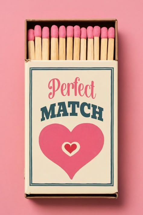 ntroducing our design: a charming matchbox illustration with a heart and the words "PERFECT MATCH." This artwork is perfect for celebrating love, friendship, or that special connection in your life. ❤️🔥  Available on t-shirts, mugs, posters, stickers, and more, this design makes a wonderful gift or a delightful addition to your own collection.  ✨ Discover More on Redbubble ✨ and find the perfect match for your style! Whether you're looking to express your feelings or simply love unique art, this design is sure to light up your life.  🔗 Click the link in the bio to explore more unique creations! #PerfectMatch #RedbubbleArtist #LoveArt #MatchboxArt #HeartArt #UniqueDesigns #WearableArt #GiftIdeas #ShopNow Perfect Match Poster, Match Box Graphic Design, Matchbox Perfect Match, Matches Design Packaging, Match Box Design Packaging, Gift Cards Design Ideas, Box Of Matches Drawing, Match Box Packaging, Match Boxes Craft