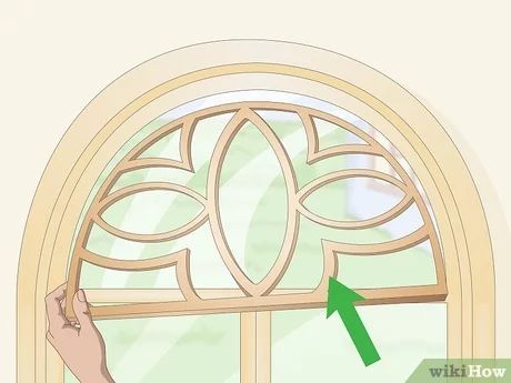 3 Ways to Cover Arched Windows - wikiHow Half Circle Window, Arched Window Coverings, Half Moon Window, Curtains For Arched Windows, Arched Window Treatments, Eyebrow Arch, Installing Curtain Rods, Window Remodel, Frosted Window Film