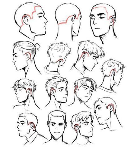 Hair Styles Men Drawing, Short Hair Drawing Reference Male, Mens Hair Drawing Reference, Short Hair Art Reference, Hair Drawing Reference Male, Hair Styles Drawing Reference, Guy Character Design, Short Hair Drawing, Cartoon Tutorial