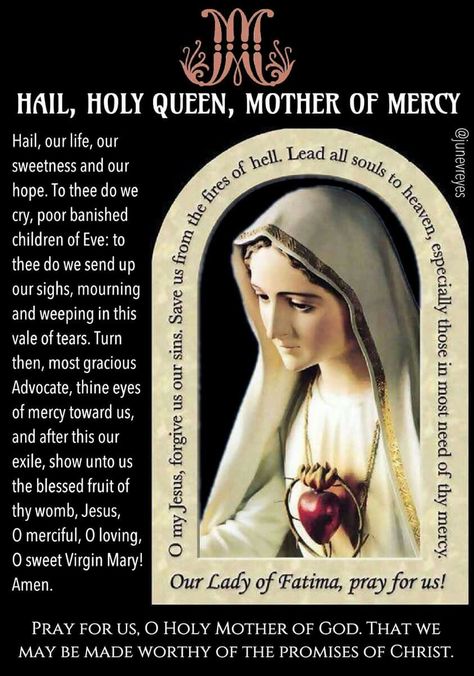 The Hail Holy Queen (correct version!). Hail Holy Queen Prayer, Saints Prayers, Hail Holy Queen, Prayer For Mothers, Scripture Memorization, Blessed Mary, Novena Prayers, Spiritual Prayers, Mama Mary