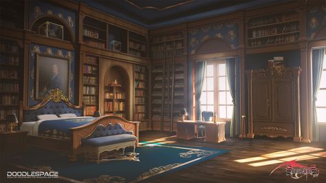 ArtStation - Bedroom, EVYAN Art Design Anime Royal Bedroom Background, Fantasy Rooms Art, Genshin Bedroom, Royal Bedroom Concept Art, Fantasy Room Concept Art, Fantasy House Interior Art, Castle Interior Concept Art, Fantasy Bedroom Art, Bedroom Fantasy Art