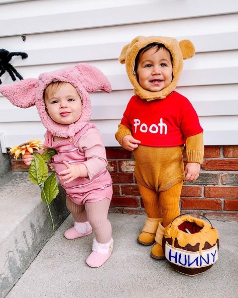 Infant Winnie The Pooh Costume, Pooh And Piglet Halloween Costumes, Siblings Matching Halloween Costumes, Halloween Sibling Costumes For 3, Disney Brother Sister Costumes, Pooh Bear And Piglet Costumes, 4 Sibling Halloween Costumes, Baby Halloween Costumes Family Of 3, Diy Pooh Bear Costume