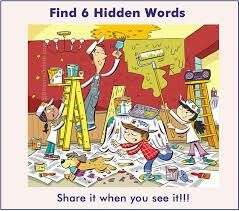 Hidden Words In Pictures, Common Sense Questions, Hidden Object Puzzles, Find The Hidden Objects, Riddle Puzzles, Hidden Picture Puzzles, Language Therapy Activities, Picture Composition, Funny Riddles