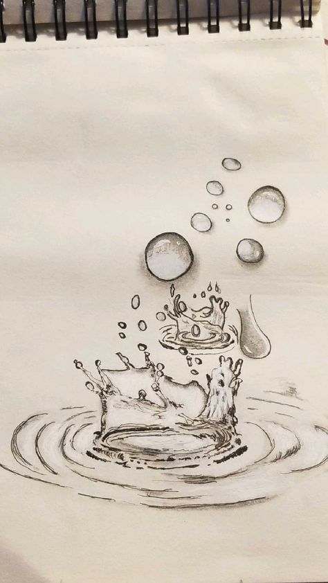 Effects of rock thrown into the water Water Drops Sketch, Well Illustration Water, Moving Water Drawing, Hand In Water Drawing, Water Movement Drawing, Water Sketch Drawing, Water Droplets Drawing Tutorial, Water Doodle Art, Water Reference Drawing