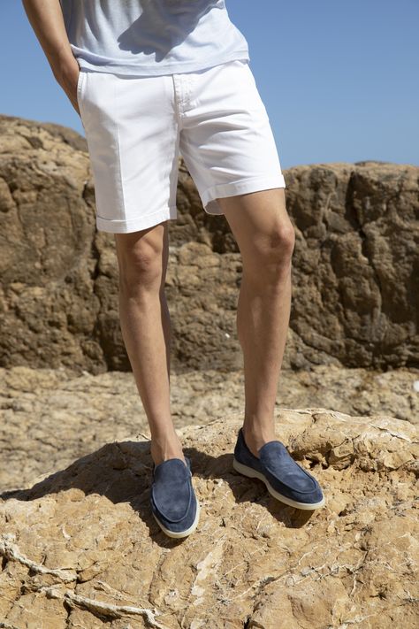 Aurélien Yacht Loafer Steel Blue Suede Blue Suede Loafers Men Outfit, Suede Loafers Men Outfit, Boat Shoes Outfit, Loafers Men Outfit, Blue Suede Loafers, Mens Smart Casual Outfits, Blue Boat, Smart Casual Men, Man Photography