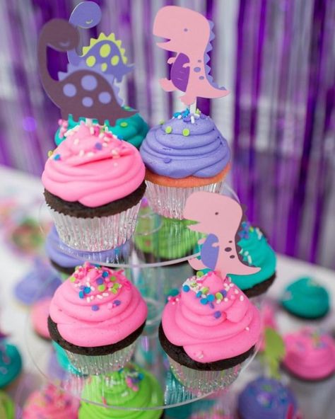 Dinosaur Princess Birthday Party, Four A Saurus Birthday Girl, Girly Dinosaur Cupcakes, 2 Rex Birthday Party Girl, Dinofour Birthday Party Girl, Dinosaur Birthday Party For A Girl, First Birthday Girl Dinosaur Theme, Girls Three Rex Party, Tworex Party Girl