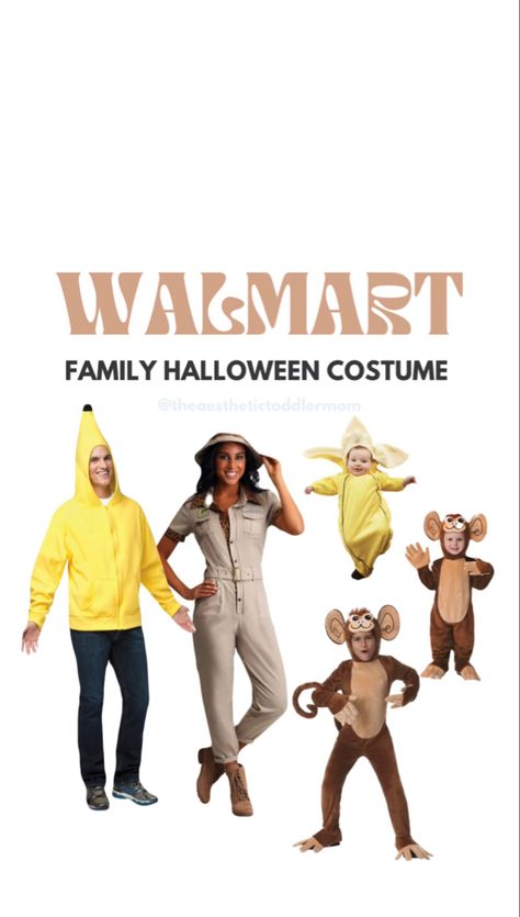 Monkey Family Costume, Kids Banana Costume, Toddler Monkey Costume, Zookeeper Costume, Baby Monkey Costume, Banana Halloween Costume, Halloween Costume Family, Monkey Halloween Costume, Walmart Halloween