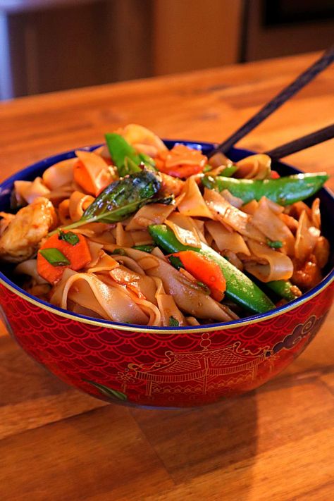 Chicken Snap, Wide Rice Noodles, Pei Wei, Stir Fry Chicken, Noodle Stir Fry, Fry Chicken, Thai Basil, Chicken Stir Fry, Asian Flavors