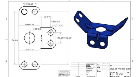 Creo Sheet Metal Drawing, Solidworks Sheet Metal Drawings, Sheet Metal Design, Sheet Metal Drawing, 3d Product Design, Cad Cam Design, Steel Drawing, Metal Sheet Design, Solidworks Tutorial