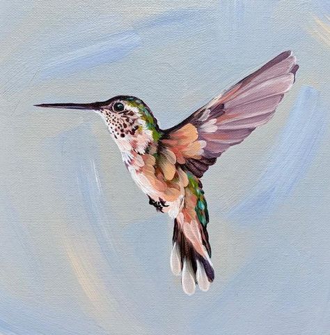 Hummingbird art Bird Painting Acrylic, Hummingbird Pictures, Hummingbird Painting, Art Studio Design, Hummingbird Art, Painting Canvases, Small Art, Mural Art, Art Journal Inspiration