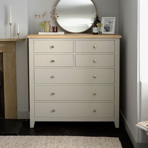 Chester Drawers Ideas Decor, Chester Drawers Bedrooms, Tall Chest Of Drawers Bedroom, Stone Bedroom, Chest Of Drawers Decor, Chester Drawers, Large Bedside Tables, Chest Of Drawers Makeover, Tall Chest Of Drawers