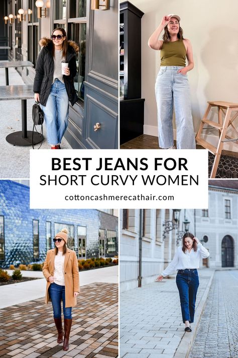 Jeans For Short Curvy Women Mom Jeans For Curvy, Outfit Ideas 30s For Women Curvy, How To Style Mom Jeans Curvy, Styles For Petite Curvy, Best Jeans For Short And Curvy, Mum Jeans Outfit Plus Size, Best Straight Leg Jeans For Curvy Women, Best Style Jeans For Short Women, Best Mom Jeans For Curvy