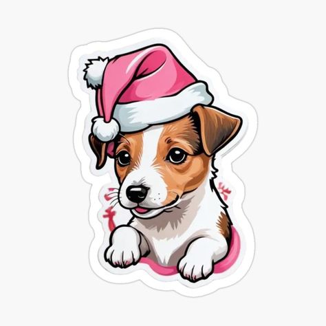 Get my art printed on awesome products. Support me at Redbubble #RBandME: https://www.redbubble.com/i/sticker/Cartoon-Jack-Russell-Puppy-Pink-Christmas-Hat-by-Duck-DuckGoose/164252759.EJUG5?asc=u Jack Russell Christmas, Jack Russell Puppy, Jack Russell Puppies, Sticker Cartoon, Dog Stickers, Cool Stickers, Christmas Hat, Jack Russell, Pink Christmas