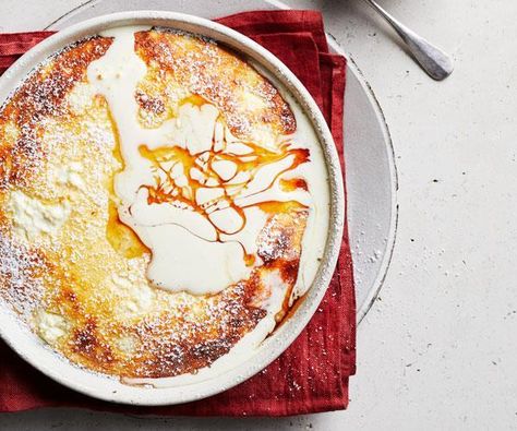 Honey, polenta and buttermilk-ricotta pudding Ricotta Pudding, Dessert Souffle, Honeycomb Recipe, Polenta Recipes, Ricotta Recipes, Honey Recipes, Ginger Tea, Pudding Recipe, Yummy Sweets