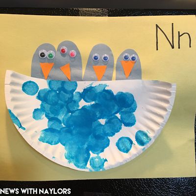 N is for Nest Craft for toddlers and preschoolers. Letter N. Nest Craft For Kids, Letter N Craft, N Activities, N Is For Nest, Abc Projects, Letter N Activities, Nest Craft, Chick Craft, Summer Crafts For Toddlers