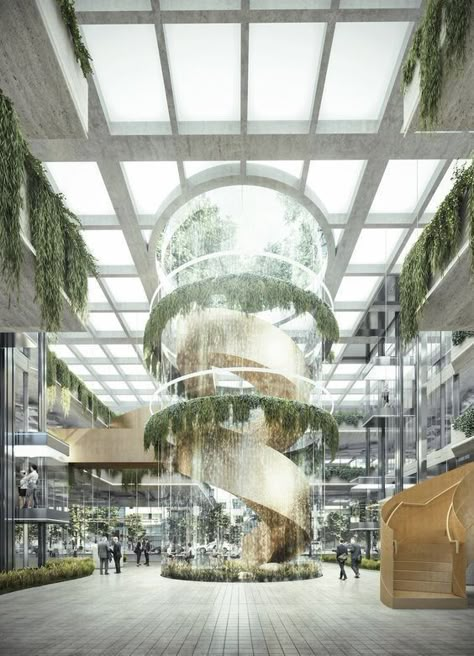 Atrium Design Architecture, Architecture Atrium, Atrium Architecture, Biophilic Architecture, Atrium Design, Shopping Mall Design, Airport Design, Mall Design, Architecture Design Drawing