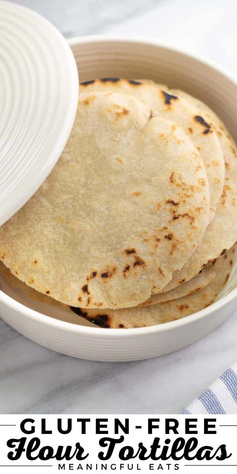 Gluten Free Tortillas Recipe, Gluten Free Flour Tortillas, Meaningful Eats, Pan Sin Gluten, Gluten Free Tortillas, Tortilla Recipe, Gluten Free Banana, Homemade Tortillas, Salad Recipes For Dinner