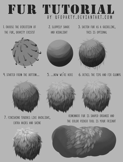 Ufoparty's Fur Tutorial! by gloomyguts on DeviantArt Fur Tutorial, Reference Tutorial, Rendering Reference, Wolf Drawings, Painting Fur, الفن الرقمي, Digital Painting Techniques, Art Advice, Výtvarné Reference