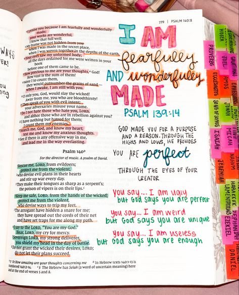 Bible Study Notes Psalms, Psalms Journaling Ideas, Psalm 139 Bible Journaling, Psalms Bible Study Notes, Bible Journaling For Beginners Ideas, Psalms Journaling, Psalm Study, Christian Notebook Ideas, Bible Nerd