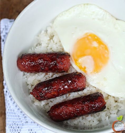 LongSiLog (Longganisa, Sinangag at Itlog) Silog Meals Ideas, Longsilog, Silog Meals, Filipino Breakfast, African Recipes Nigerian Food, Peach Kitchen, Plating Ideas, Meals Ideas, Rice Bowls Recipes