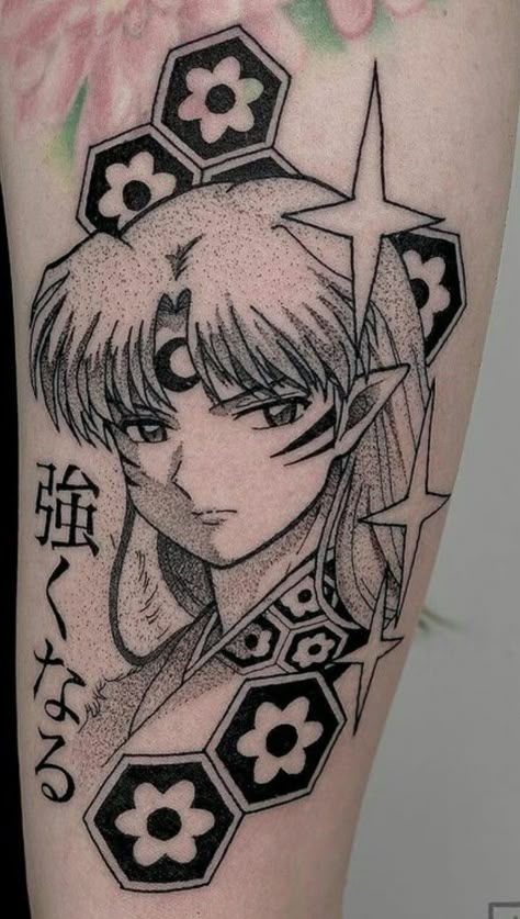 Sesshomaru Tattoo Design, Anime Back Tattoo Women, Inuyasha Tattoo Sesshomaru, Sesshomaru Tattoo, Inuyasha Tattoo Ideas, Anime Style Tattoos, Inuyasha Tattoo, Anime Tats, Minimal Tattoo Designs