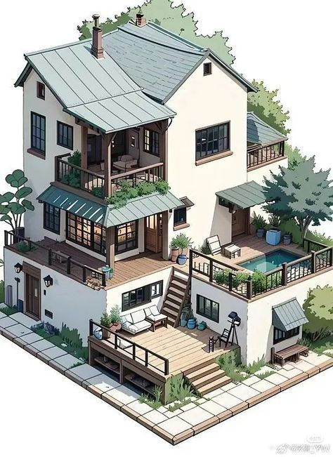 basic explanation of different rooms in a house and it's purpose Japanese Apartment Exterior Design, Japan Exterior Design, Sims 4 San Myshuno House, Air Bnb Exterior, Asian Style Home Exterior, Southeast Asian Apartments, Sims 4 Asian Build, Sims Roofing, Sims House Aesthetic