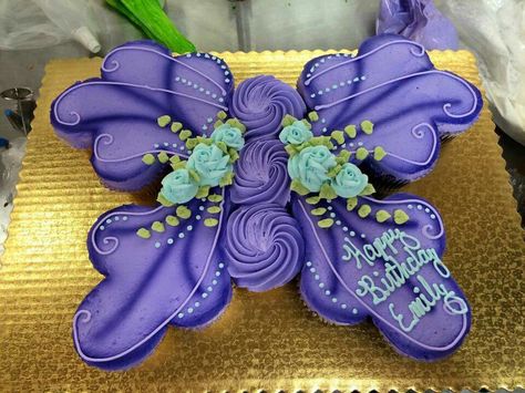 Butterfly Barbie, Butterfly Cupcake Cake, Pull Apart Cupcake, Pull Apart Cupcake Cake, Pull Apart Cake, Butterfly Cupcakes, Pull Apart Cupcakes, 5 Birthday, Cupcake Designs