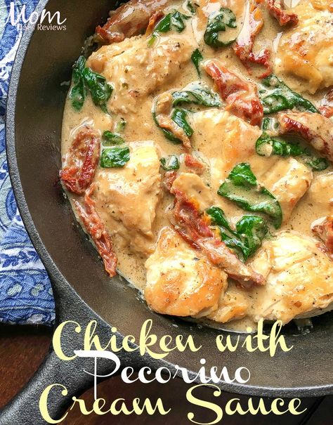 Cream Sauce Recipes, Chicken Slices, Pecorino Romano, Spinach And Cheese, Vegetable Seasoning, Garlic Chicken, Cream Sauce, Yum Yum Chicken, Chicken Breast Recipes