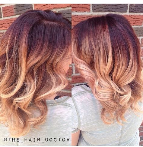 Red To Blonde Ombre Hair Short, Blonde To Burgundy Before And After, September Hair Color Ideas, Dusty Rose Hair, White Ombre Hair, Hair Color Mahogany, Red Ombre Hair, Magenta Hair, Strawberry Blonde Hair Color