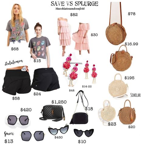 Save Vs Splurge, Rolling Stones Tee, Flamingo Earrings, Clare V., Heart Sunglasses, My Favorite Part, Travel Lifestyle, Tiered Dress, Rolling Stones