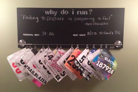 Race Bib Holder, Running Bibs, Fit Quotes, Running Motivation Quotes, Race Bibs, Training Room, Michaels Craft, Run Like A Girl, Medal Display