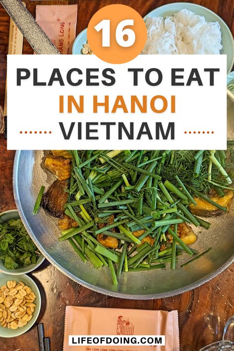 A large pan with fish, green onions, and dill and smaller bowls of peanuts, cilantro, and rice noodles Hanoi Food, Bun Cha Hanoi, Hanoi Restaurant, Hanoi Food Guide, Where To Stay In Hanoi, Hanoi Things To Do, Hanoi Street Food, Things To Do In Hanoi Vietnam, Vietnam Destinations