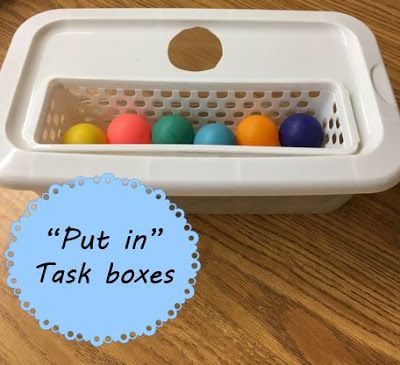 I have quite a few students who need level 1 task boxes this year. My go-to for many of these kiddos are "put-in" tasks because it allows th... Put In Tasks, Task Bins, Task Box Ideas, Task Ideas, Structured Teaching, Independent Work Tasks, Teacch Tasks, Vocational Tasks, Work Bins