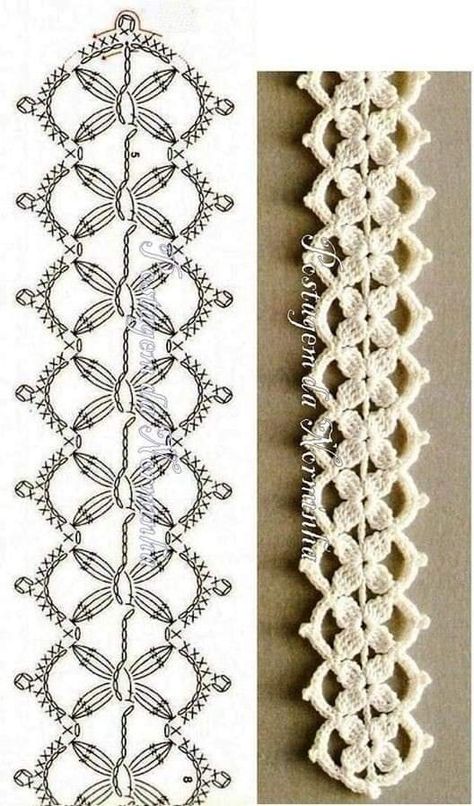 Háčkované Lemy, Crochet Edging Patterns, Crochet Cord, Mode Crochet, Crochet Headband Pattern, Crochet Lace Edging, Crochet Lace Pattern, Crochet Bookmarks, Crochet Borders