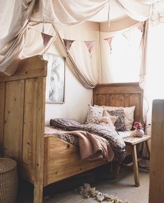 Bed Drapes, Vintage Bedroom Decor, Canopy Bed, Big Girl Rooms, Kids' Bed, Toddler Room, Childrens Bedrooms, Kids' Room, Rustic Furniture