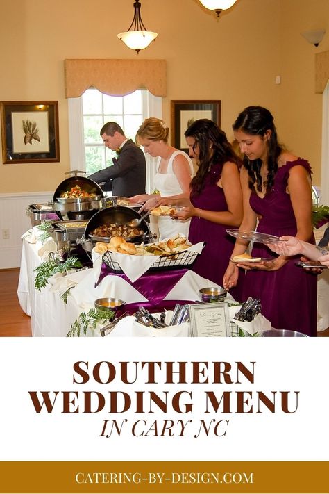 Celebrate your big day in style with our authentic Southern wedding menu. From tangy collard greens to crispy fried chicken, our team of expert chefs will create a feast that truly captures the essence of the South. Check out our menus here! summer wedding catering, summer wedding catering ideas, southern catering wedding, southern style catering, southern catering food, wedding catering menu ideas, wedding caterer, wedding food stations, catering costs for wedding, forest wedding catering Southern Food Catering Ideas, Fried Chicken Buffet Ideas, Southern Wedding Menu Ideas Food, Southern Wedding Food Stations Buffet, Southern Wedding Food Buffet, Soul Food Wedding Dinner, Southern Food Appetizers, Menu Ideas Wedding, Catering Menu Ideas