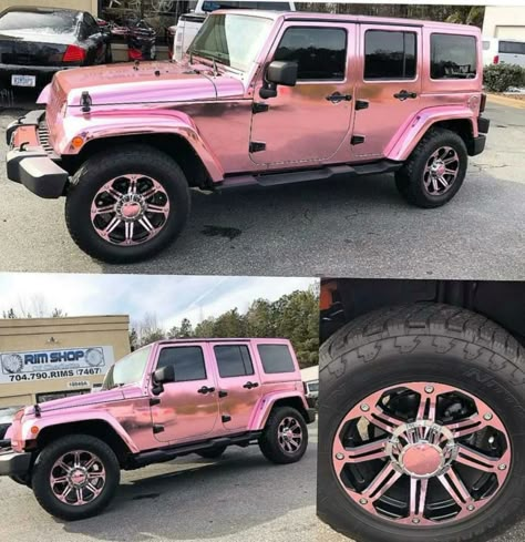 Pink chrome jeep Jeep Pink, Pink Jeep Wrangler, Auto Jeep, Custom Jeep Wrangler, Pink Jeep, Jeep Mods, Jeep Wrangler Accessories, Black Jeep, Wrangler Accessories