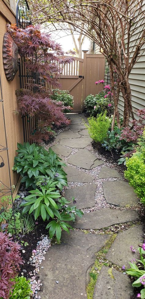 Diy Walkway, Narrow Garden, Backyard Walkway, Side Yard Landscaping, Outdoor Path, Walkway Ideas, Garden Wallpaper, Side Garden, Have Inspiration