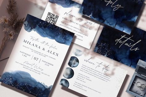 Stars And Moon Theme, Starry Night Wedding, Watercolor Invitation, Moon Wedding, Written In The Stars, Celestial Wedding, Floral Moon, Night Wedding, In The Stars