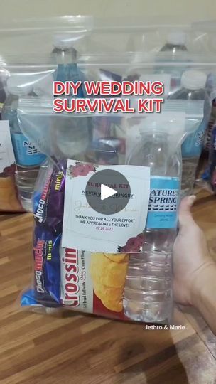 10K views · 113 reactions | DIY Survival Kit for Wedding Supplier #diyweddingessentials #diyweddingideas #tipidtips #survivalkit #jethroandmarie | Jethro & Marie | Jethro & Marie · Original audio Survival Kit For Wedding Suppliers, Wedding Favor Snacks, Survival Kit Wedding, Wedding Survival Kits, Diy Survival, Survival Kit Gifts, Survival Kits, For Wedding, 10k Views