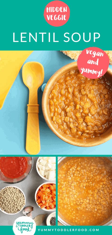 Favorite Lentil Soup with Veggies Lentil Recipes Baby, Lentil Recipes For Toddlers, Blw Lentil Recipes, Toddler Lentil Recipes, Lentils For Babies, Preschool Meals, Veggie Lentil Soup, Soup With Veggies, Soup For Babies