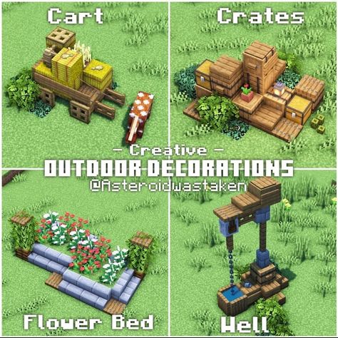 Minecraft Village Decorations, Minecraft Outdoor, Minecraft Exterior, Minecraft Cottagecore, Case Minecraft, Minecraft Decoration, Minecraft Village, Mc Ideas, Mc Builds