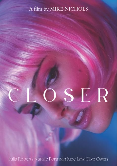 Natalie Portman Poster, Closer Movie Poster, Priscilla Movie Poster, Pink Movie Poster, Pink Movies, Closer Movie, Film Posters Art, Film Poster Design, Woman Movie