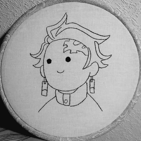 Anime Hand Embroidery, Anime Embroidery Ideas, Demon Slayer Embroidery, Embroidered Anime, Embroider Ideas, Needle Punching, Anime Embroidery, Simple Anime, Anime Hands