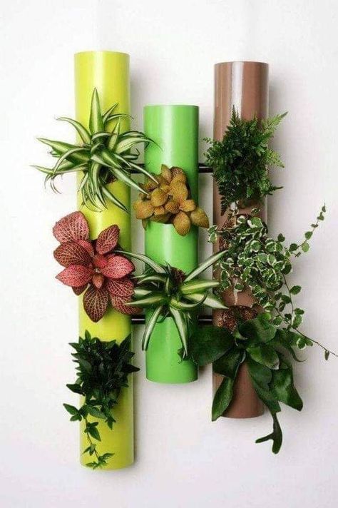 Bamboo Diy, Bamboo Planter, Pvc Pipe Crafts, Bamboo Decor, Bamboo Art, Deco Nature, Bamboo Crafts, Vertical Gardens, Plant Decor Indoor